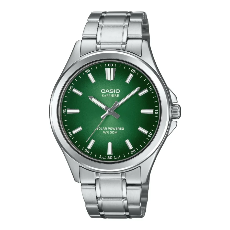 Montre Casio MTS-RS100D-3AV pour Homme – Élégance Verte et Énergie Solaire